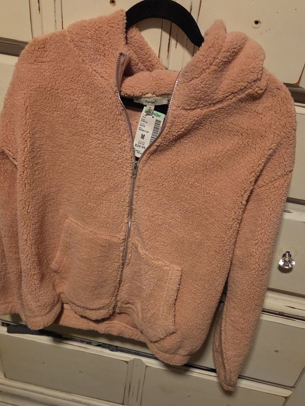 Papaya Pinky Mave Plush Zip-Up Jacket — NWT SzM
